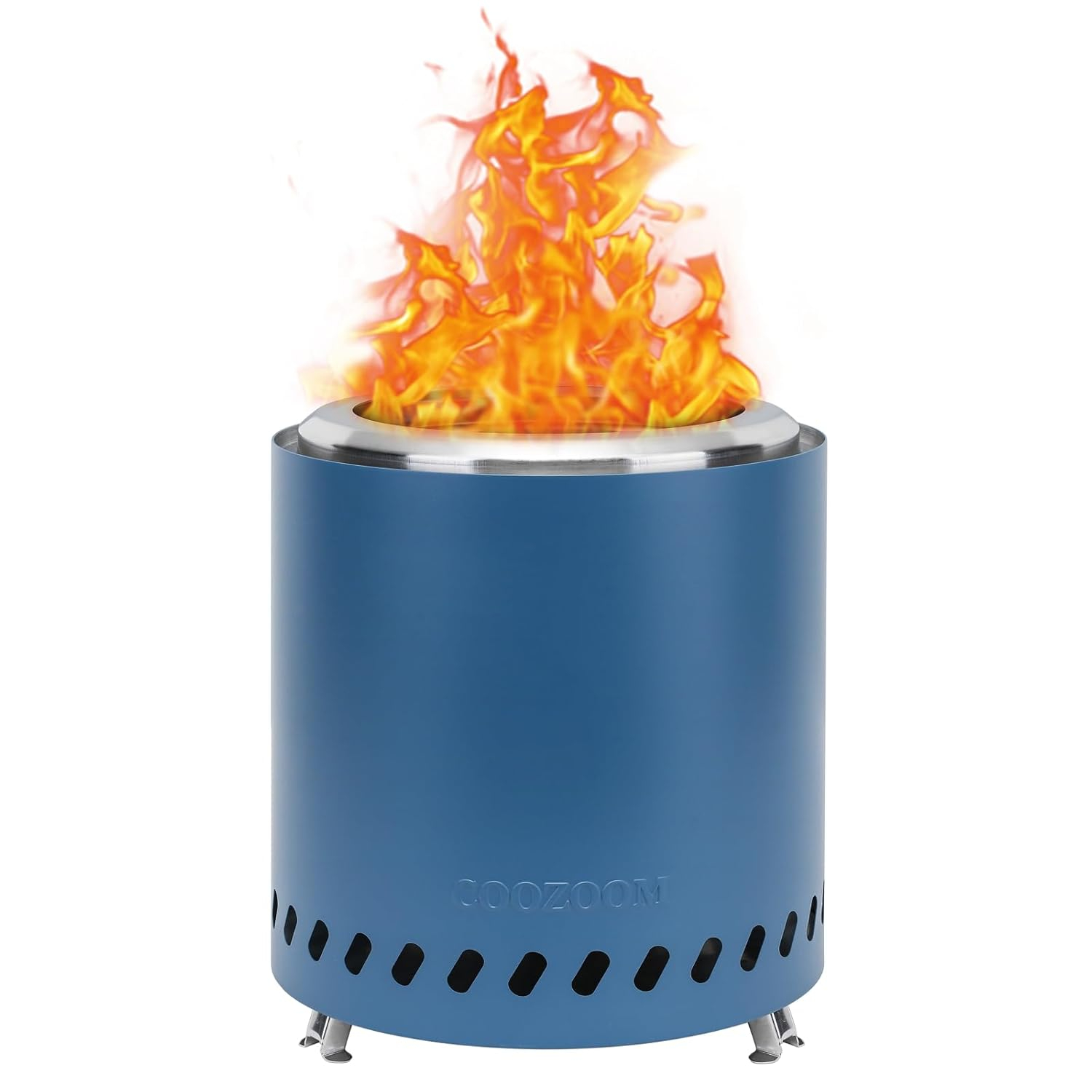 Smokeless Fire Pit 9.6 in. H Outdoor Portable Stainless Steel Tabletop Wood Burning Fire Pit with Storage Bag, Blue
