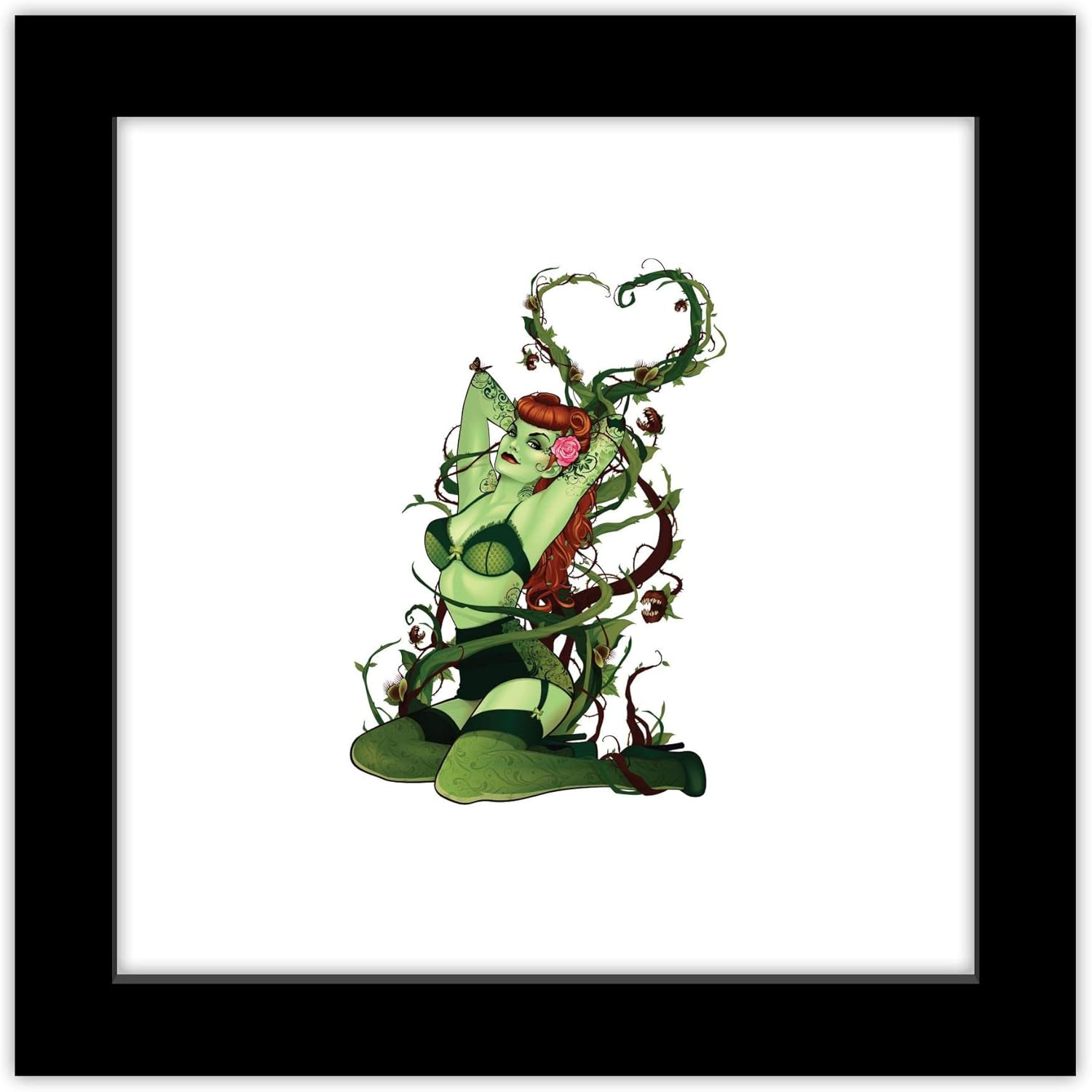 Gallery Pops DC Comics Bombshells - Poison Ivy - Pinup Figure Wall Art, Black Framed Version, 12" x 12"