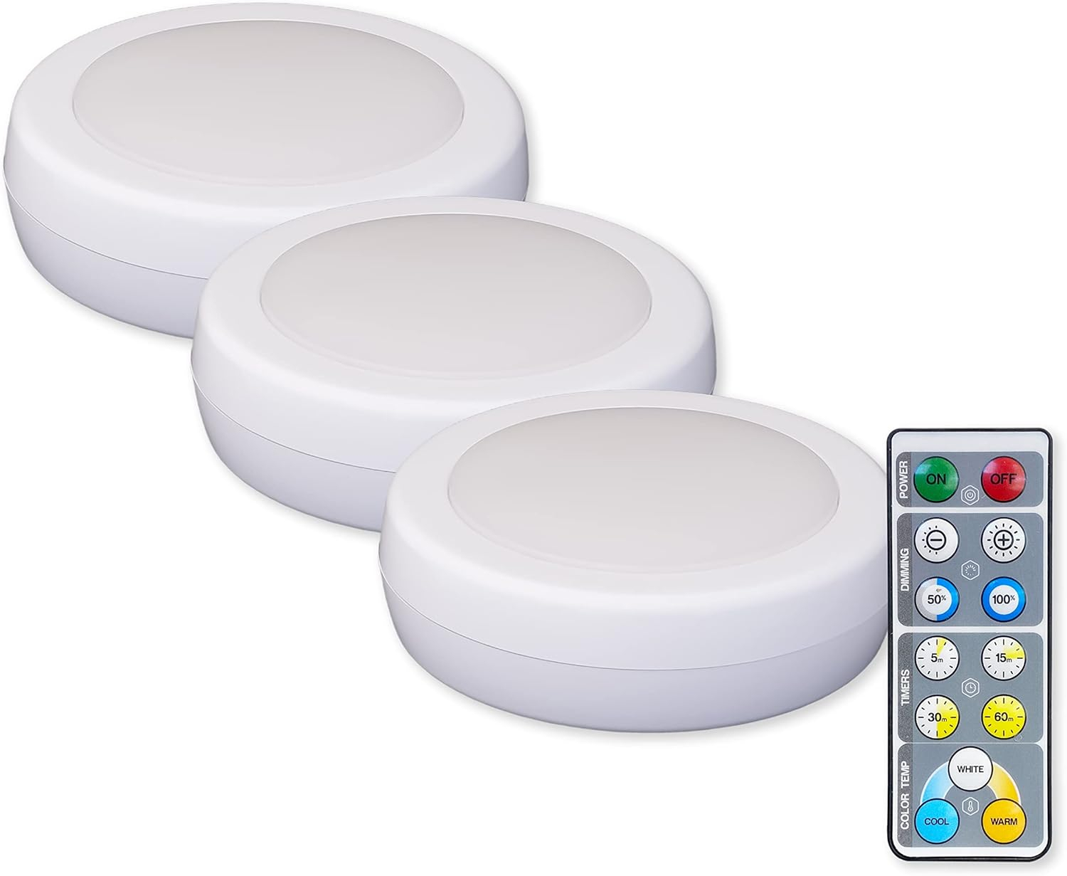 Westek White Battery Powered LED Puck Light 3 pk (BL-PCCT-W3)
