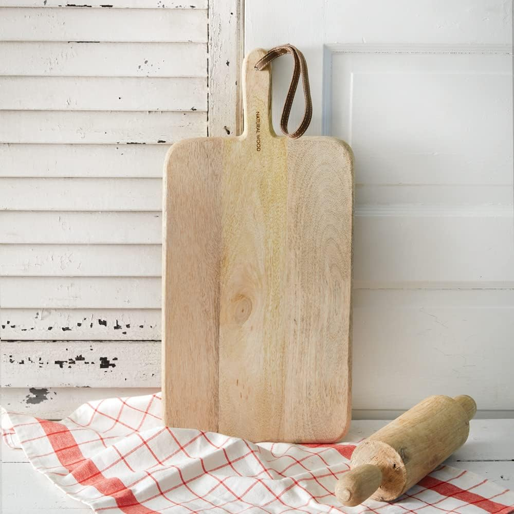 Colonial Tin Works 510460 Plank Cutting Board with Leather Strap, 20.50-inch Height