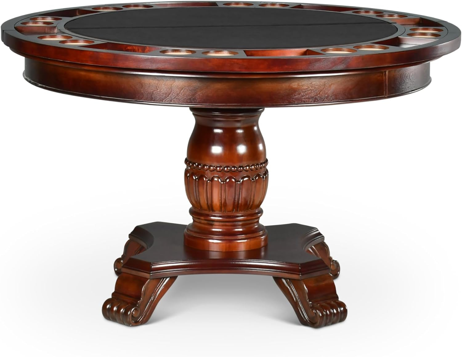 Tournament Black Top Poker Game Table in Cherry Finish