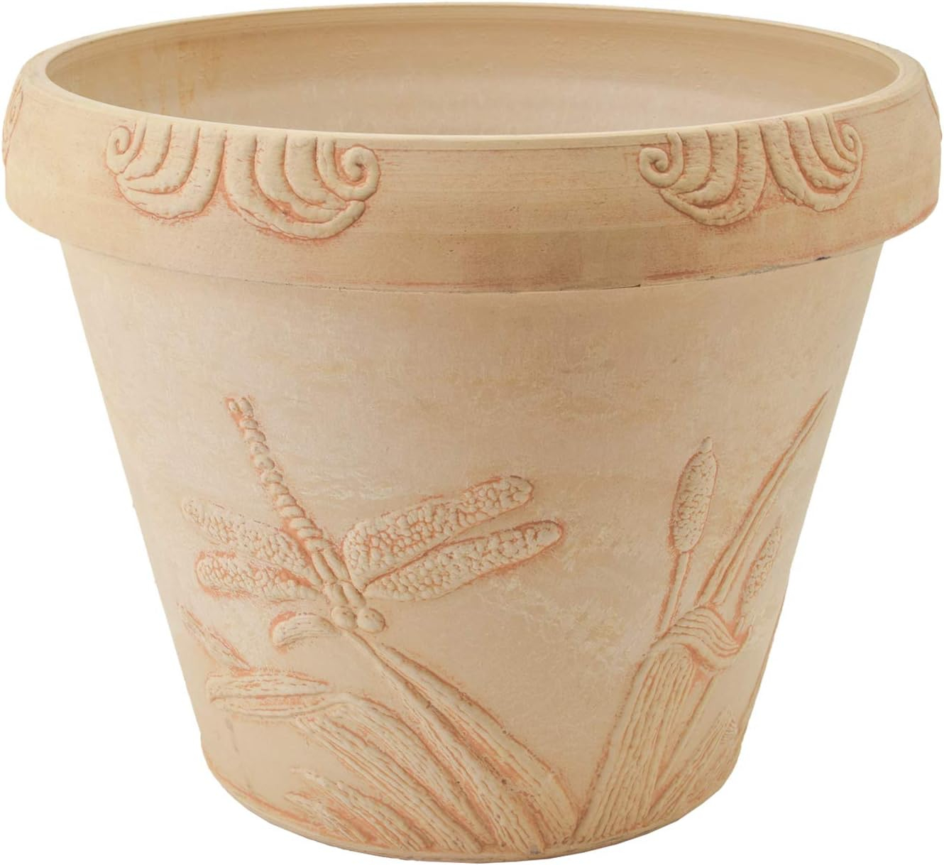 PSW Pot Collection Dragonfly Planter Pot for Indoor and Outdoor Plants and Gardens, 12.5' by 10, Terra Cotta Color