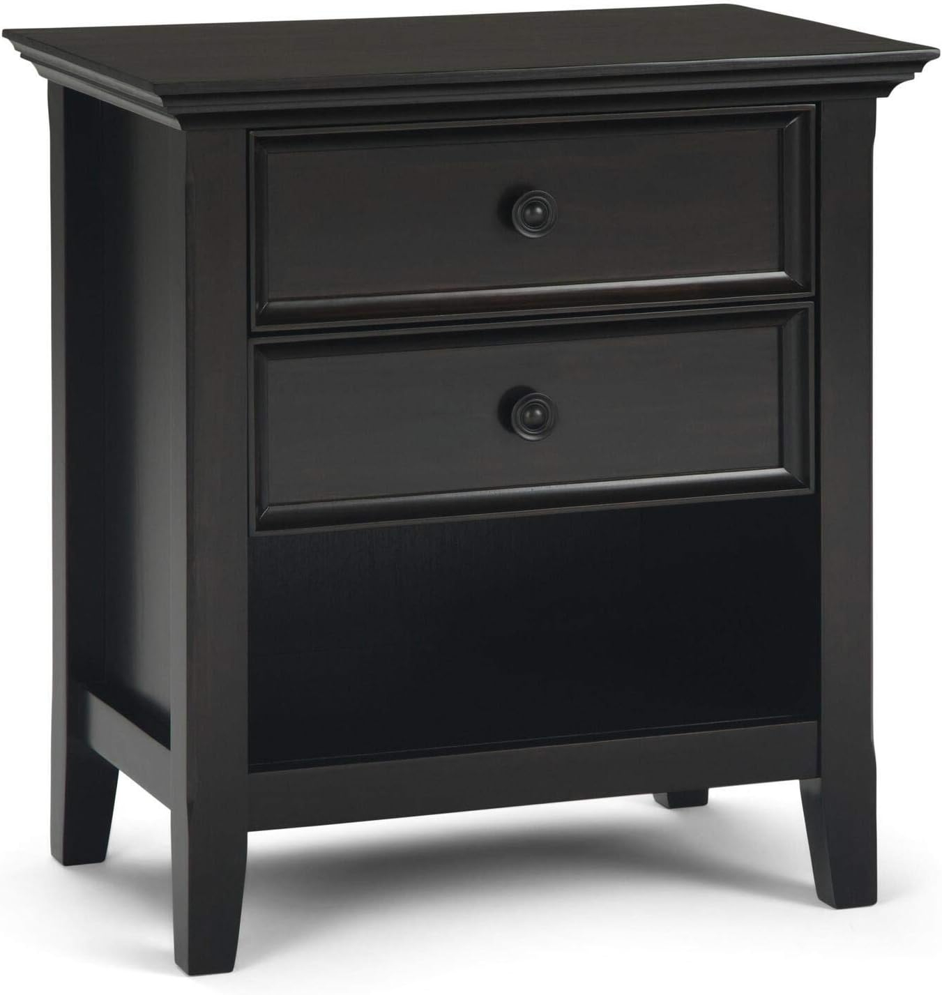 Simpli Home Amherst Wood 24" Transitional Bedside Nightstand Table in Hickory Brown