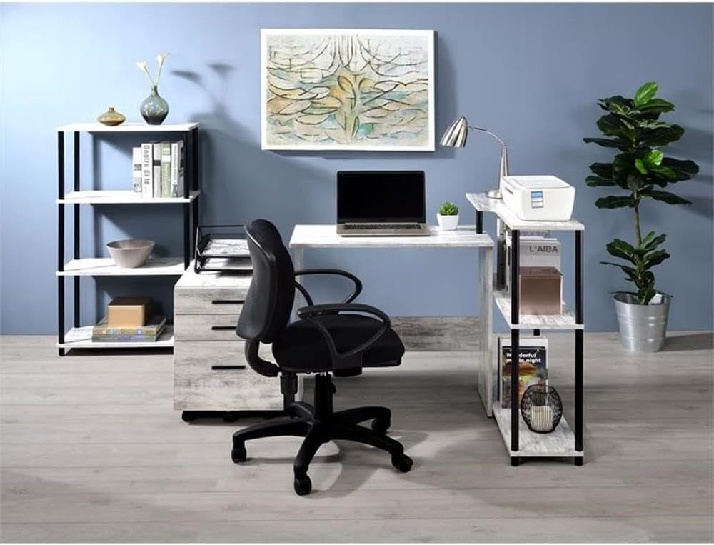 ACME Ievi Writing Desk in Weathered Oak and Black