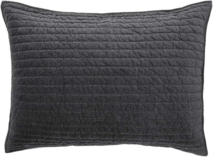ELEGANT LIFE HOME Bed Pillow Sham Royal Cotton Velvet Pic-Stitch Standard Pillow Sham - 20'' x 26'', Grey, 1 Piece