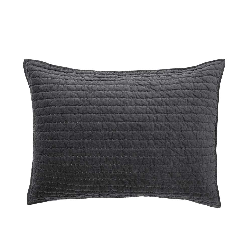 ELEGANT LIFE HOME Bed Pillow Sham Royal Cotton Velvet Pic-Stitch Standard Pillow Sham - 20'' x 26'', Grey, 1 Piece