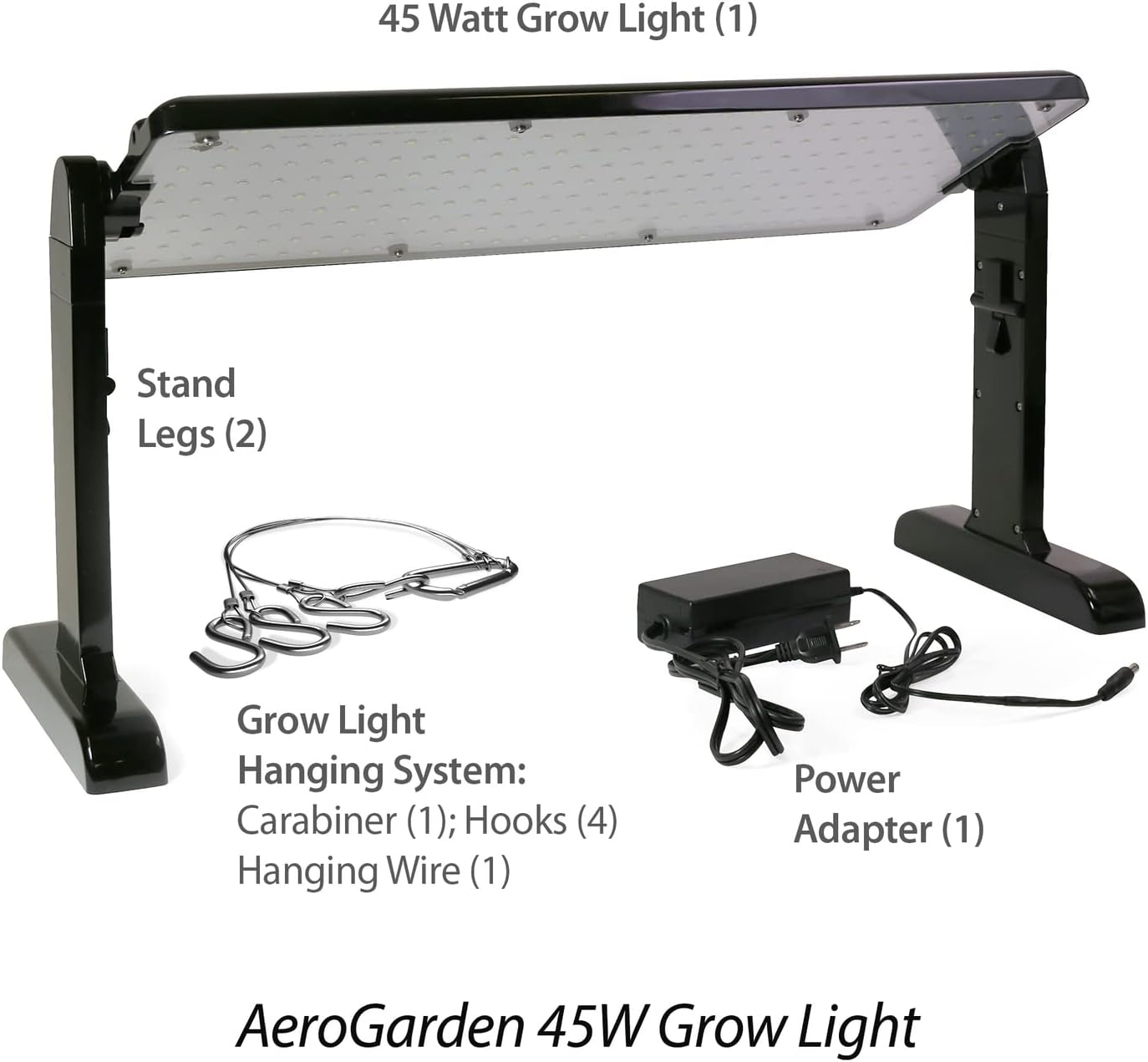 AeroGarden 45W LED Grow Light Panel - Grow Light for Plants, Includes Stand and Hanging Kit