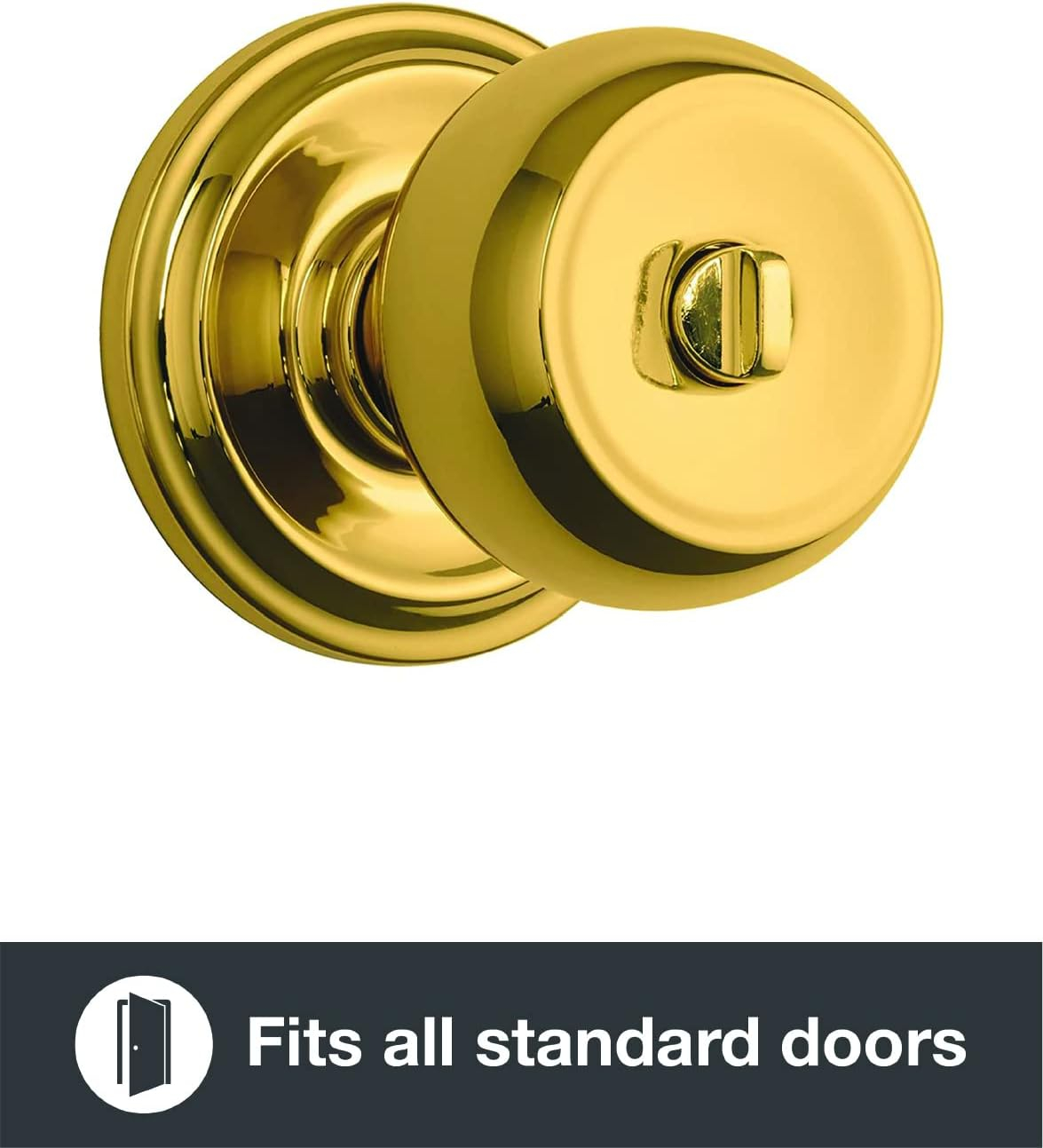Brinks Home Security Push Pull Rotate Door Locks 23021-105 Stafford Style Interior Locking Door Knob, Polished Brass