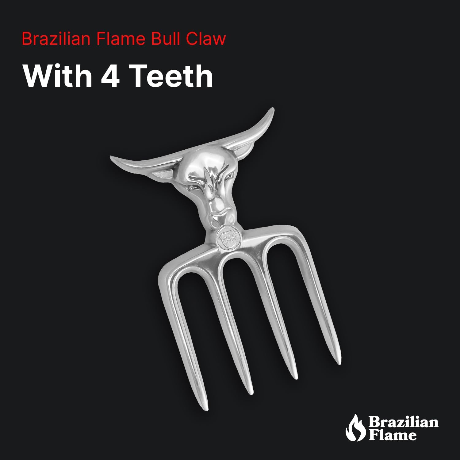 Brazilian Flame Meat Shredder Claw - Bull, 4 Long Teeth Fork
