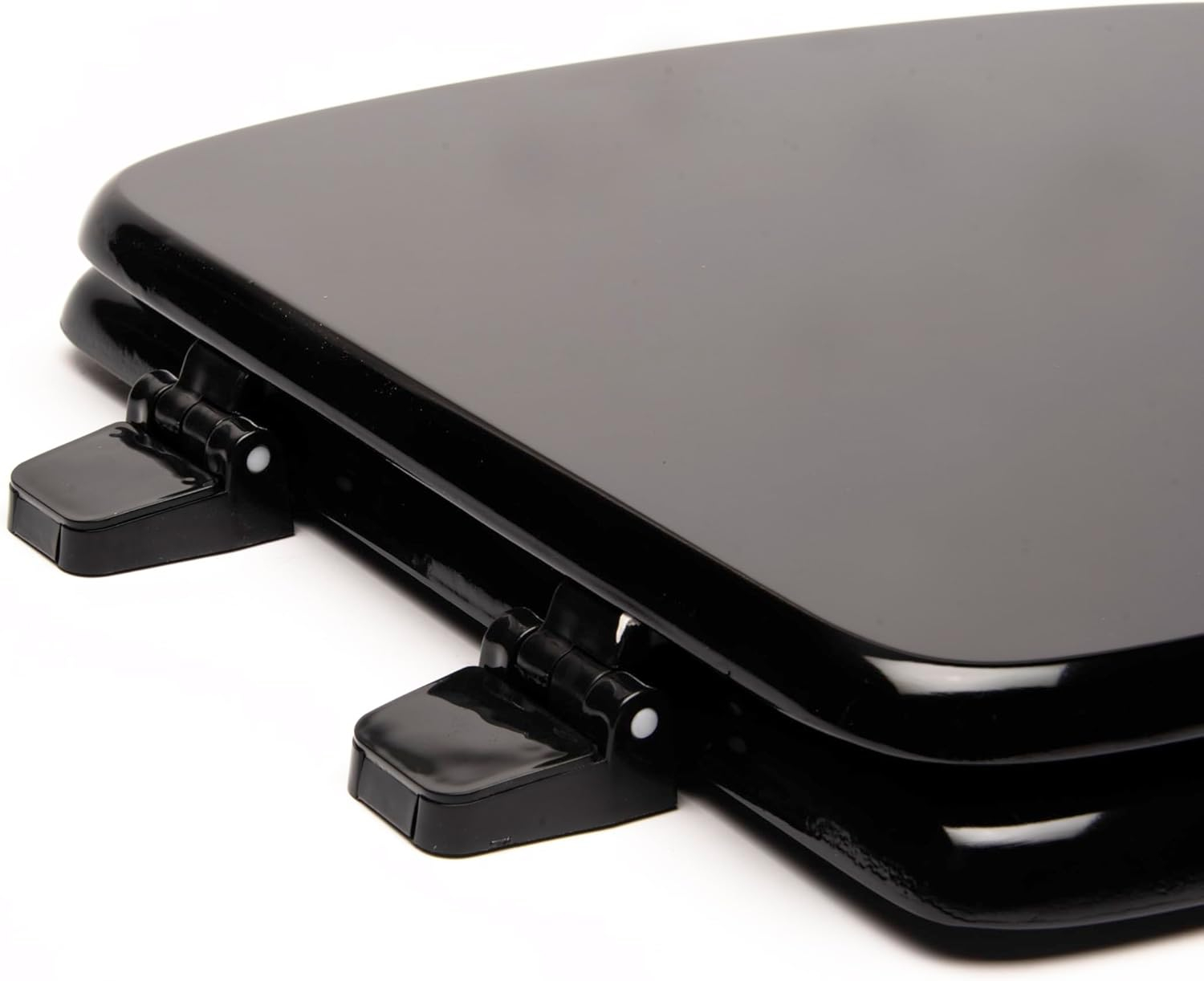 1Q1R9-90 Styled for Eljer New Emblem Square Front Design Toilet Seat with Vari-Adjust Lok-Down Heavy Duty Hinge, Round, Black