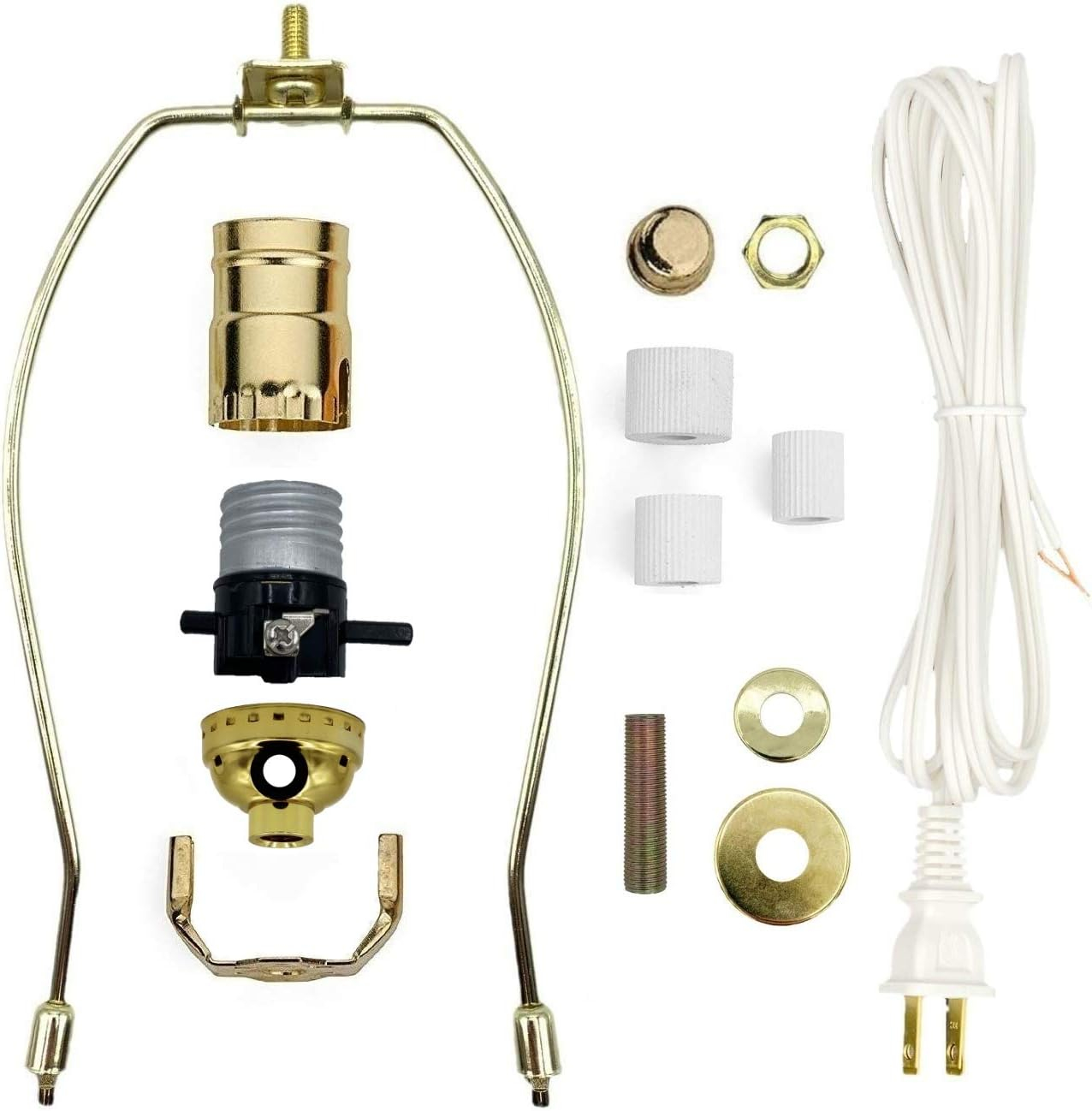 Gold DIY Lamp Kit with Brass Finish and Cord