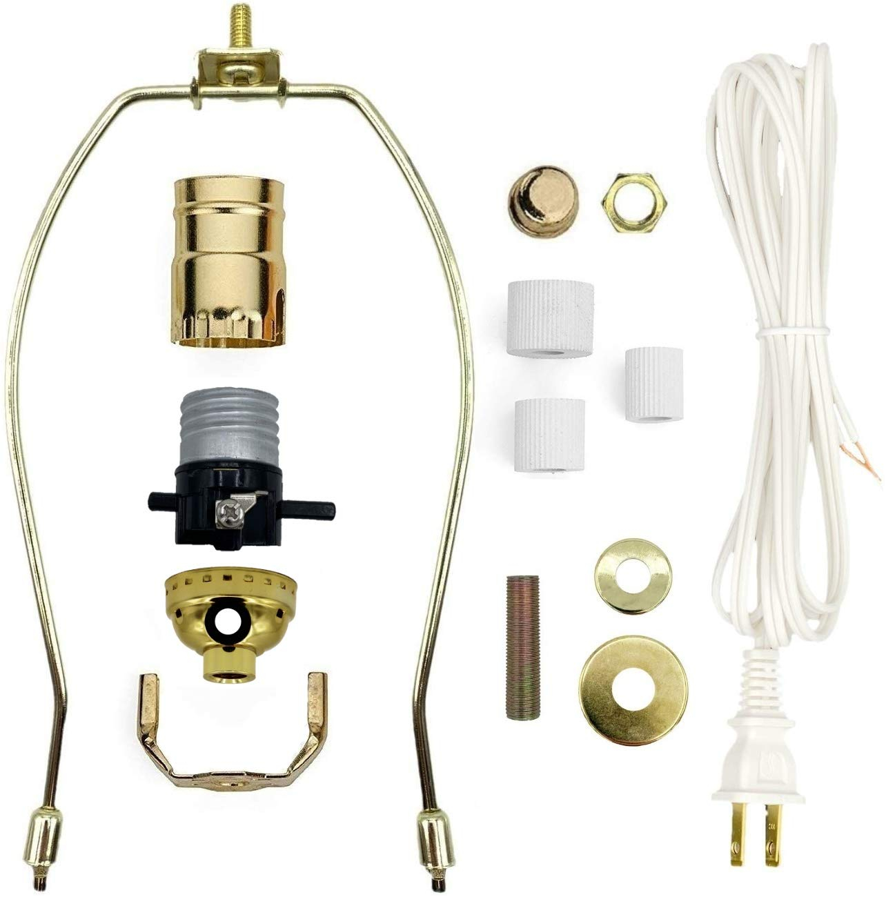 Gold DIY Lamp Kit with Brass Finish and Cord
