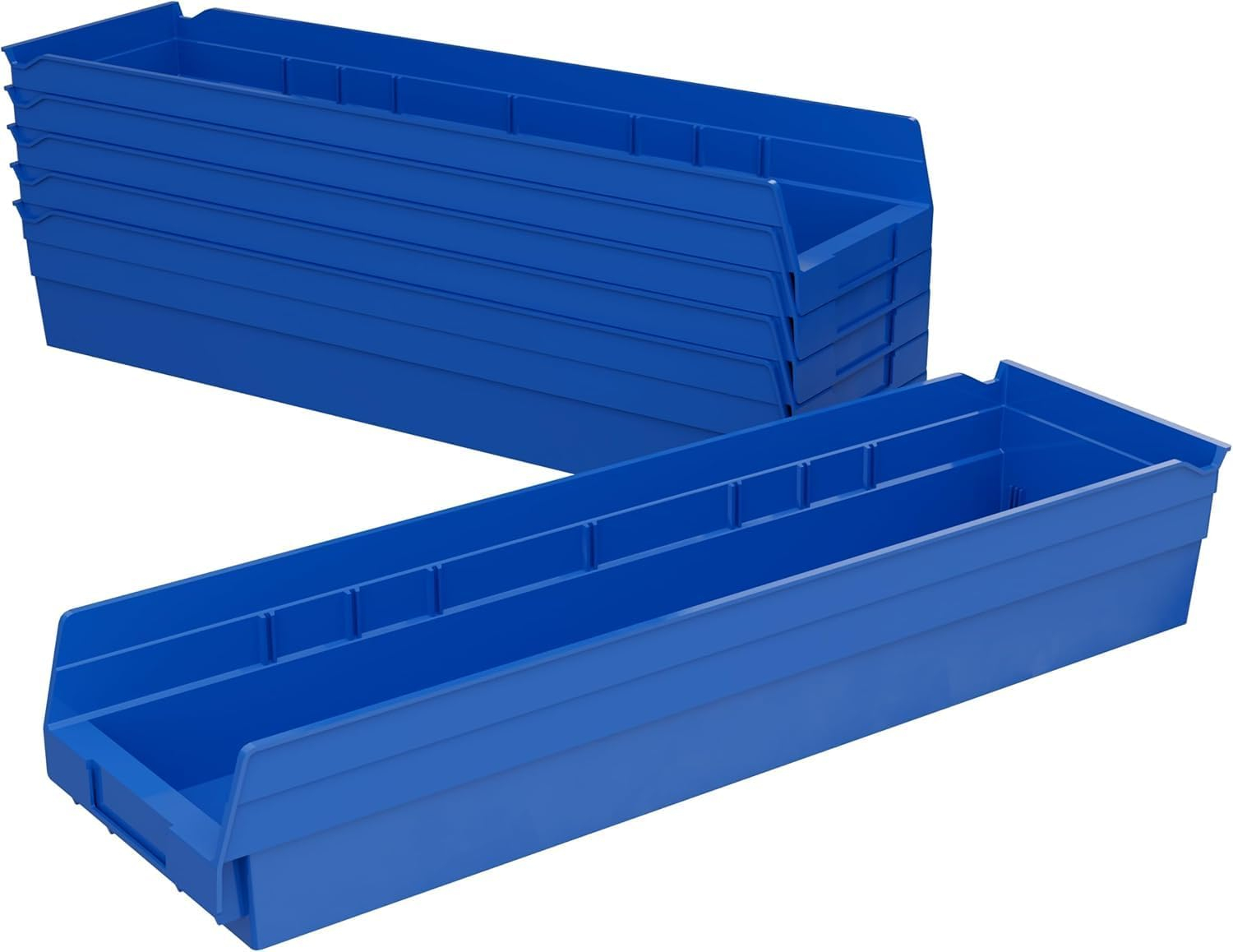 Blue Heavy Duty Plastic Shelf Storage Bins, 24-Inch