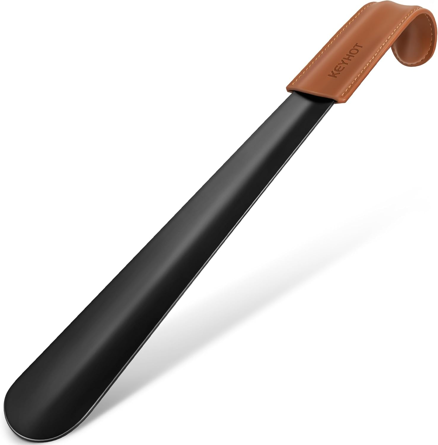 Metal Shoe Horn Long Handle for Seniors Man Women 16.5 Inch, Long Shoehorn Large Spoon Helper for Cowboy Boots