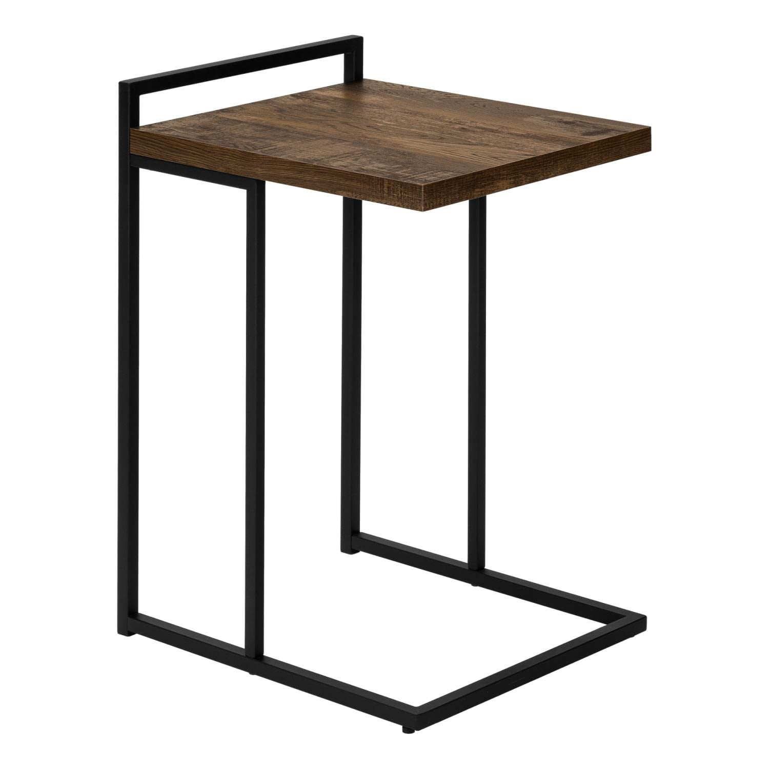Accent Table, C-Shaped, End, Side, Snack, Living Room, Bedroom, Metal, Laminate, Brown, Black, Contemporary, Modern