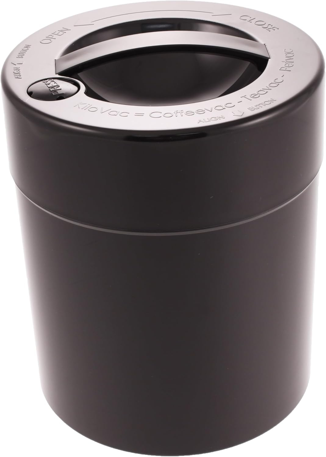 Kilovac - 8 oz to 2.5 lbs Airtight Multi-Use Vacuum Seal Portable Storage Container for Dry Goods, Food, and Herbs - Solid Black Body/Cap
