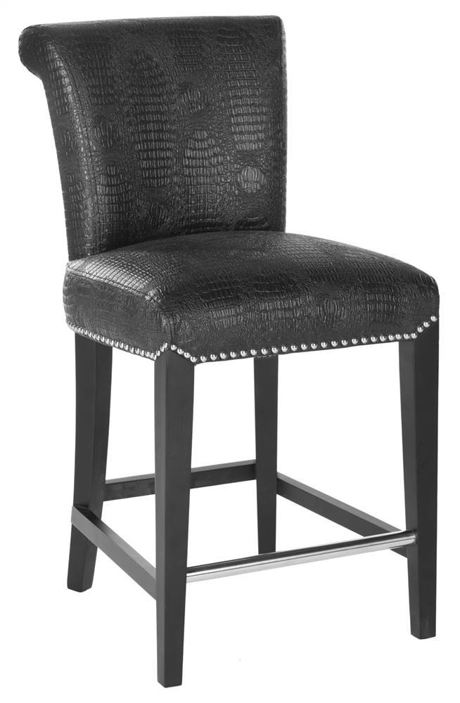SAFAVIEH Seth Counter Stool Black / Crocodile