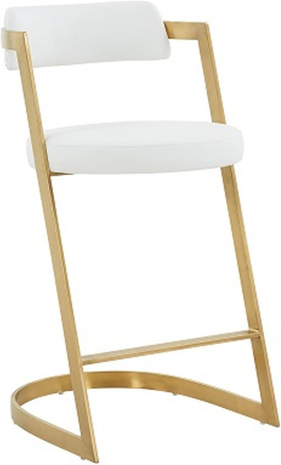 26 in. Counter Stool with Cantilever Base, White & Gold