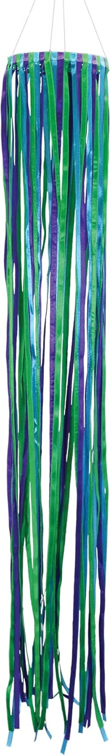 In the Breeze 5188 — 39-Inch Ocean Ribbon Windsock — Vibrant Blue-Green Ribbon Windsock Home and Garden Decoration