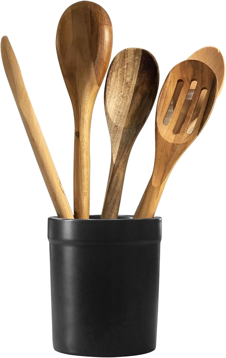 Fox Run Ceramic Kitchen Tool Holder, Black, 4.75" x 4.75" x 5.75"