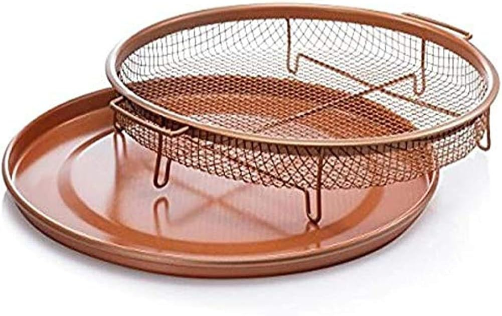 Gotham Steel Non-Stick Round Crisper Tray, 12 inch Diameter, Cool Touch Handle