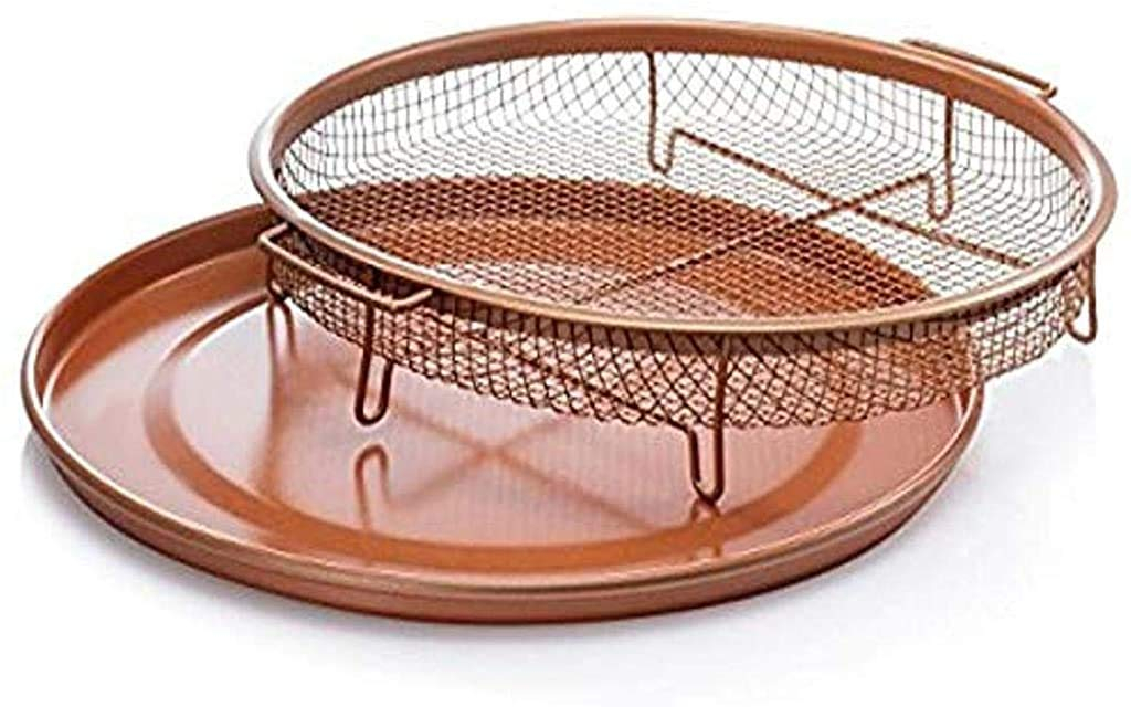 Gotham Steel Non-Stick Round Crisper Tray, 12 inch Diameter, Cool Touch Handle