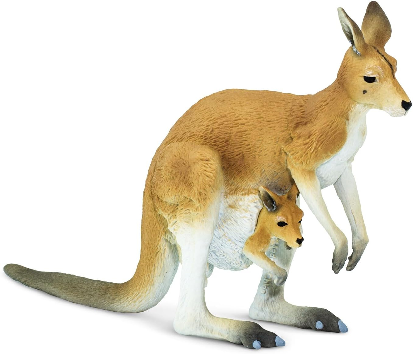 Hand-Painted Light Orange Red Kangaroo with Joey Educational Toy