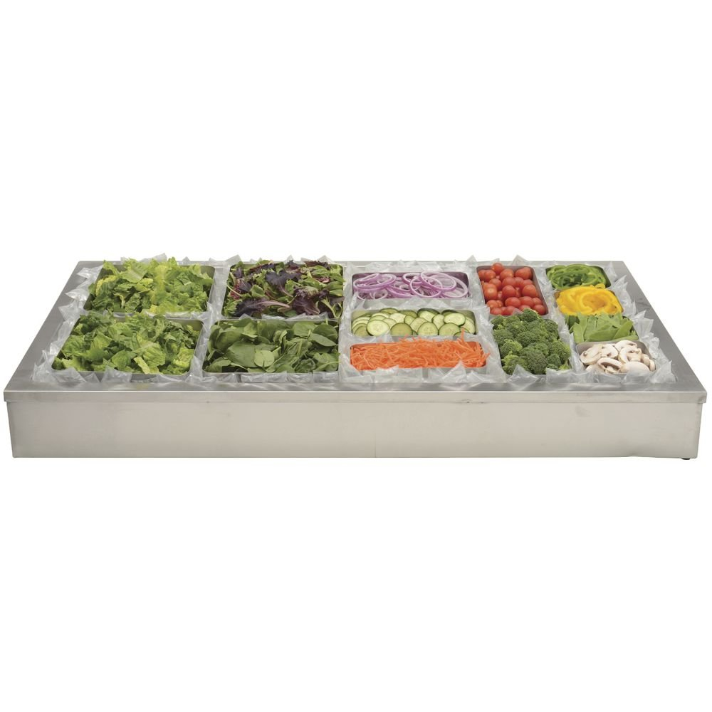 Hubert Rectangular Stainless Steel Tabletop Ice Display with Shut-Off Valve