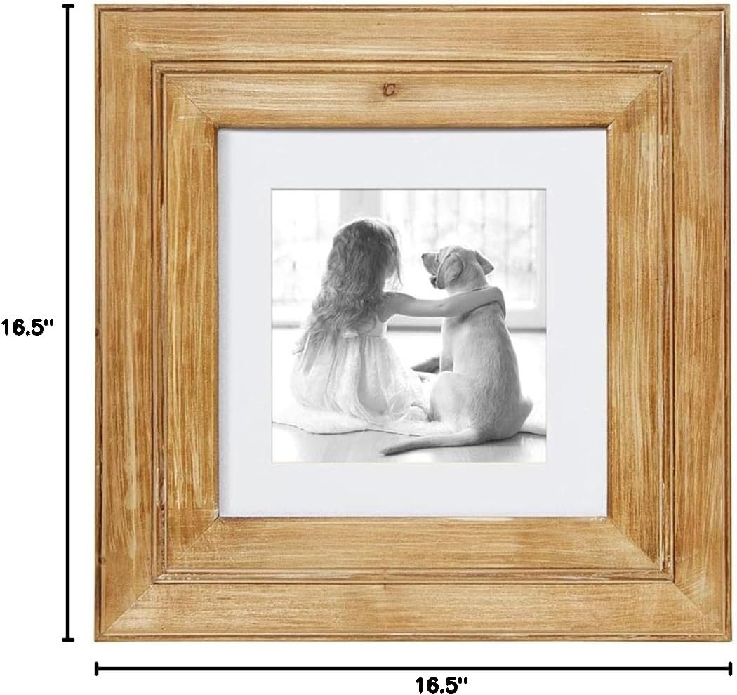 Santa Barbara Design Studio Wood Photo Frame Face to Face Designs Matted Frame for 7.5" x 7.5" Picture, Natural