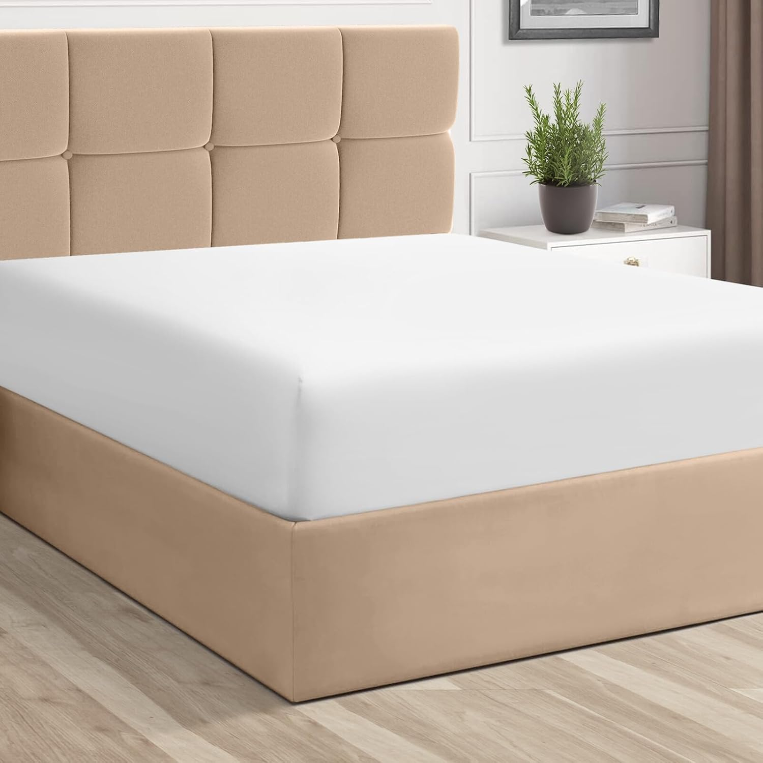 Cotton Fitted Sheet Full White, 1Pc 400 Thread Count 100% Long Staple Cotton Luxurious Sateen Fitted Bed Sheets Full, All Around Elastic Deep Poxket Sheet Fits Mattress Upto 15 Inch By Pizuna