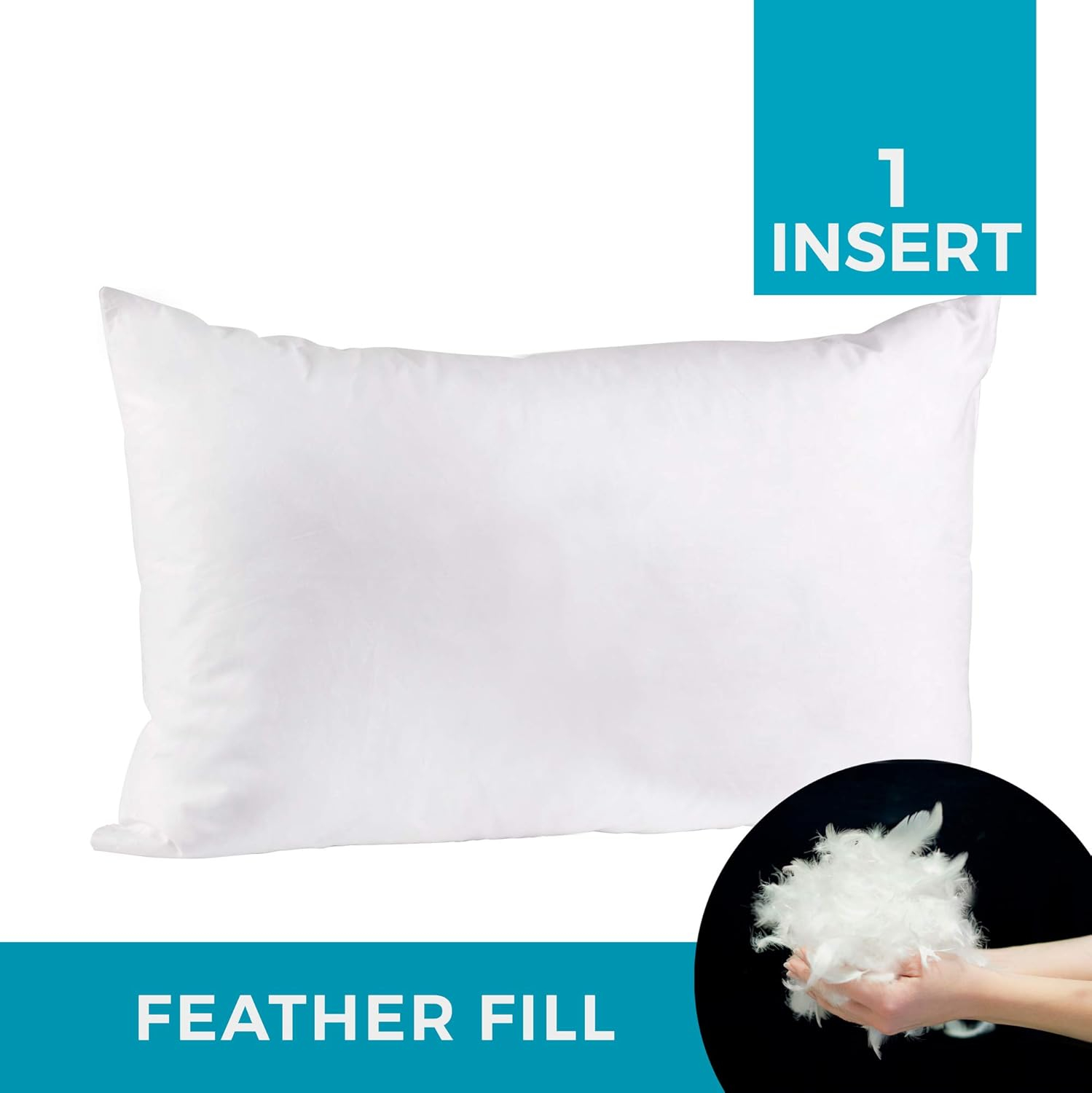Premium Comfort Goose Feather Throw Pillow Insert - 14x20 Inch - Hypoallergenic Down Alternative - Soft and Supportive - Decorative Cushion Filler