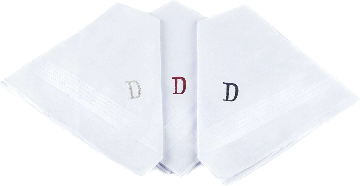 White Cotton Monogrammed Handkerchief Set for Men