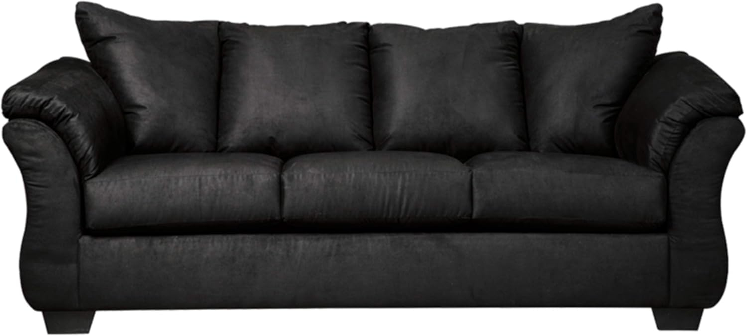 Darcy Black Contemporary Sofa with Pillow Top Armrests