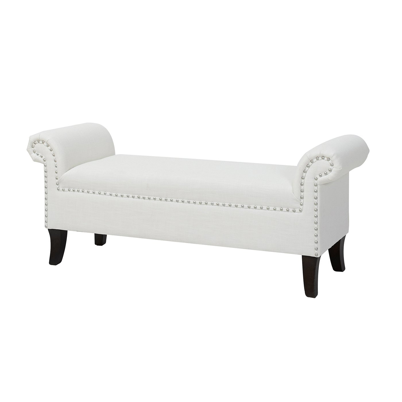 Kathy Roll Arm Entryway Accent Bench Bright White