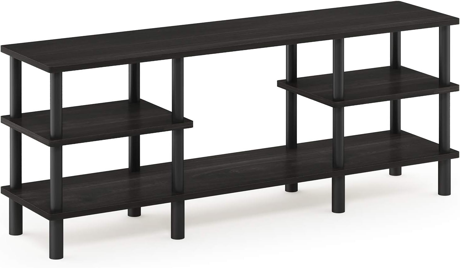 Furinno Turn-N-Tube 3-Tier Multipurpose Wide Shelf TV Stand, Espresso/Black