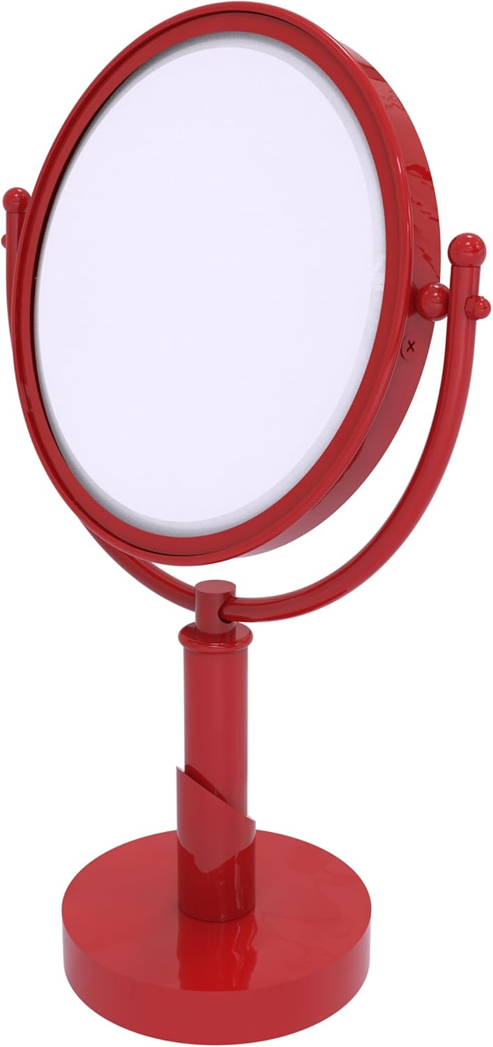 Allied Brass SH-4/5X-FER Soho Collection 8 Inch Vanity Top Make-Up Mirror 5X Magnification, Fire Engine Red