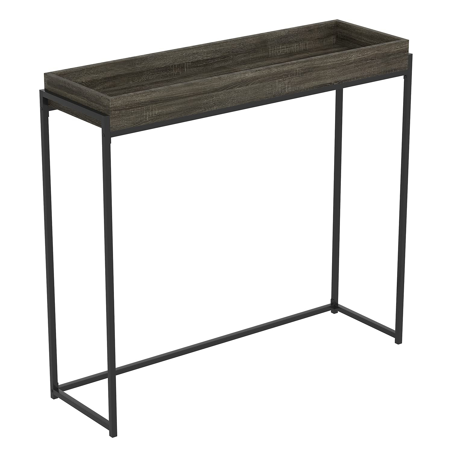 Safdie & Co. 39.5"L Sunken Tray Console Table in Dark Grey
