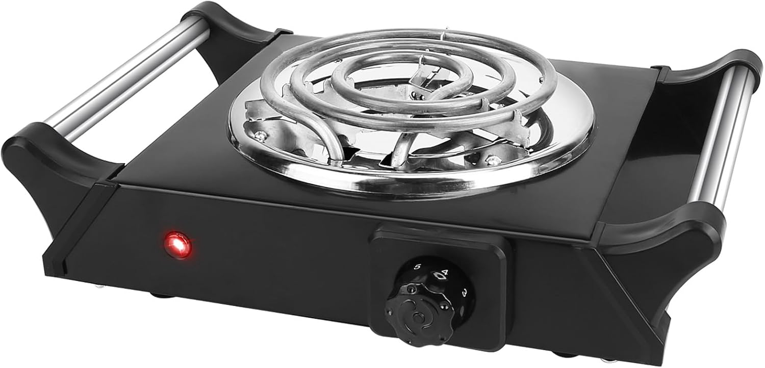 iMounTEK Portable Coil Hot Plate Heating Plate, 1000W Stove Countertop Heater with 5 Temperature Adjustments Fast Heating for Cooking