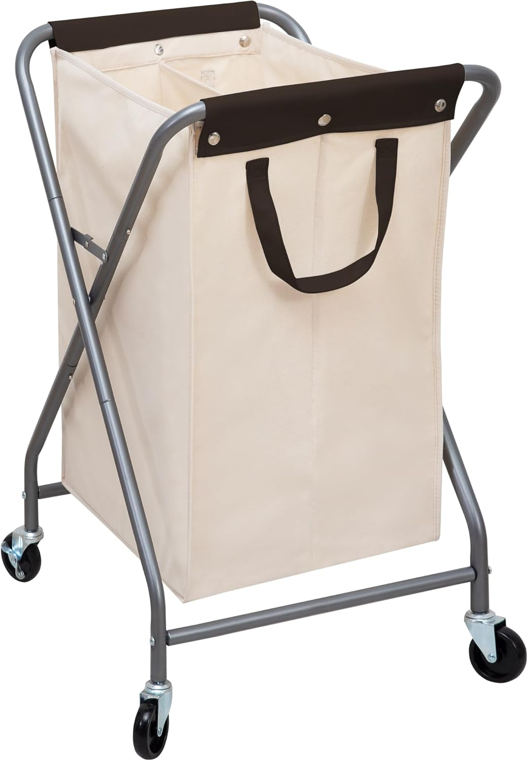 Rolling Laundry Basket with 125L Capacity, Heavy Duty Hamper with Removable Bag, 2-Section Folding X Frame Laundry Organizer Cart with Wheels for Easy Storage
