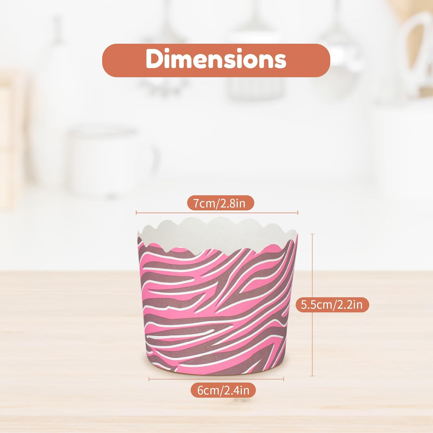 100pcs Baking Paper Cupcake & Muffin Liners - 2.4 Inches, No Baking Pan Needed, Thick & Sturdy, High Temperature & Oil Resistant, Non-stick - Pink Serie 4 Patterns, Model BK011