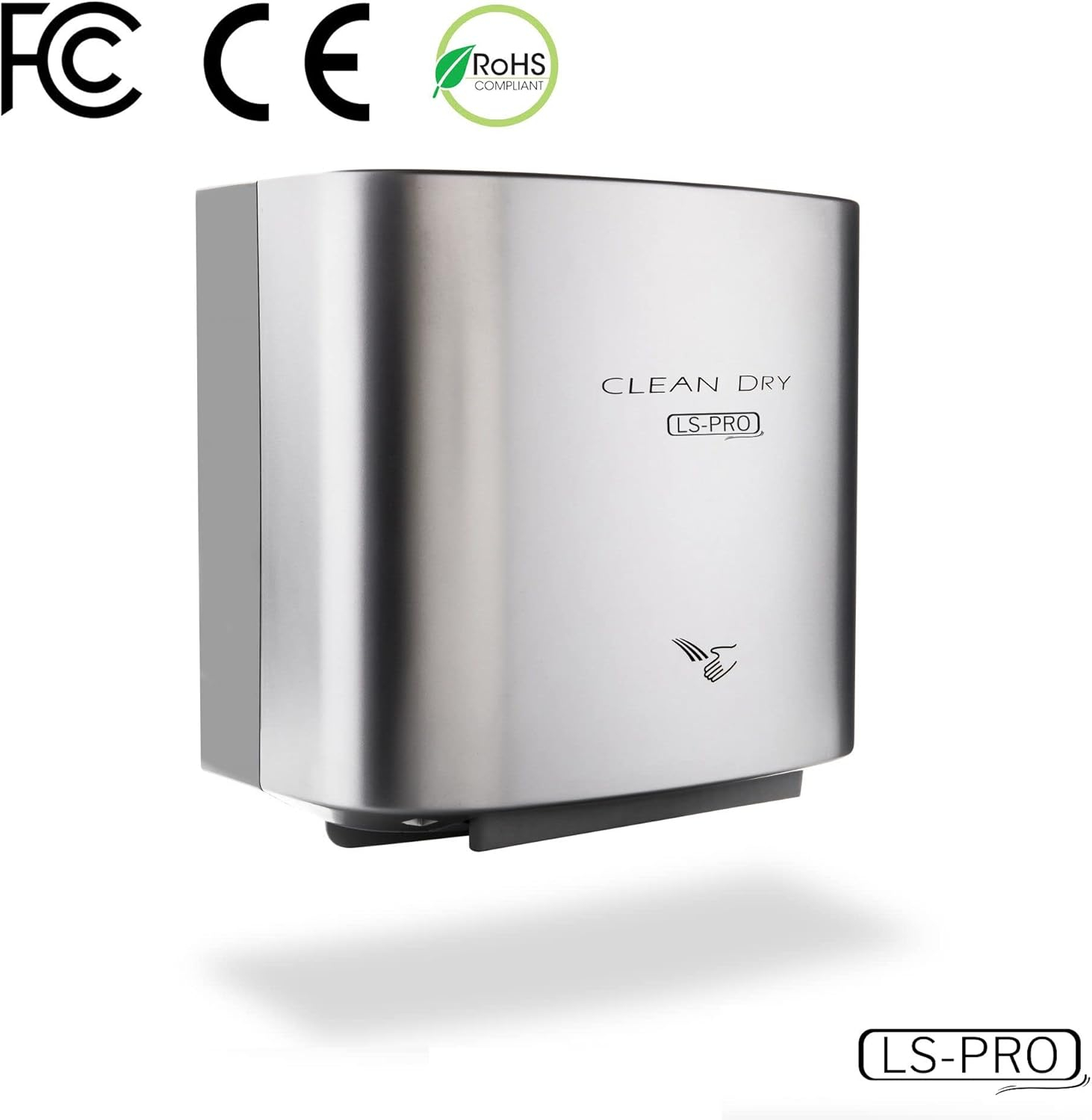 LS-PRO Automatic Hand Dryer for Commercial Bathrooms. High Speed Hot Air, Dry Hands in 7s. No Touch Operation with Infrared Sensor. Easy & Fast Installation. Low Noise 60 dB. 1 year warranty