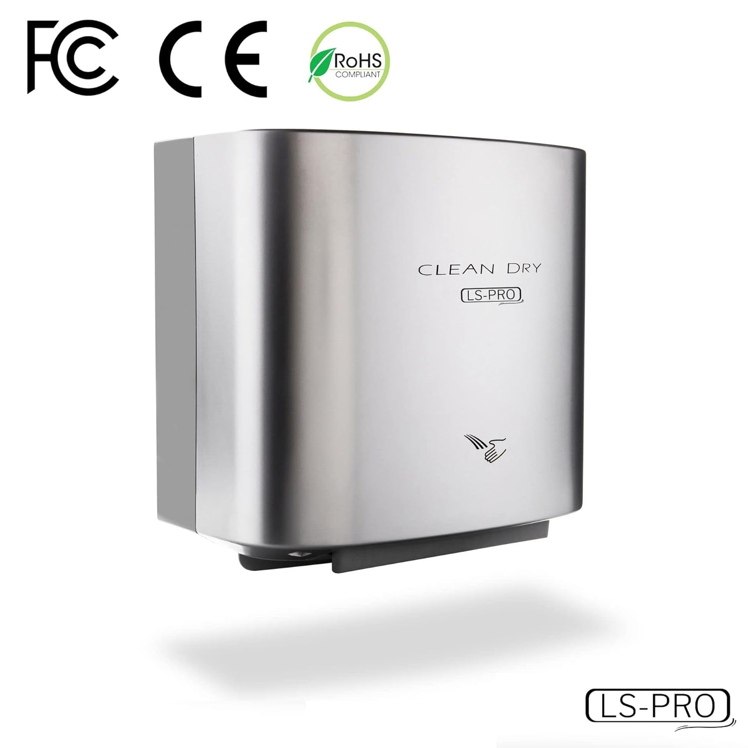 LS-PRO Automatic Hand Dryer for Commercial Bathrooms. High Speed Hot Air, Dry Hands in 7s. No Touch Operation with Infrared Sensor. Easy & Fast Installation. Low Noise 60 dB. 1 year warranty