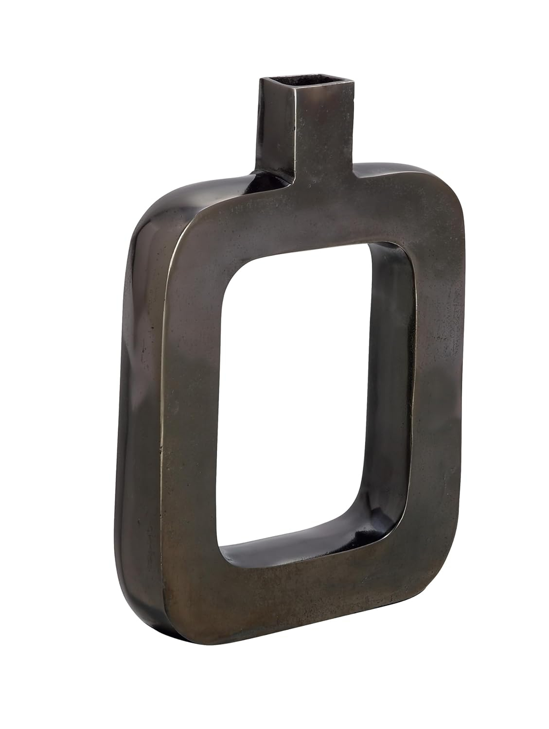 Black Geometric Aluminum Metal Bud Vase with Open Center Design