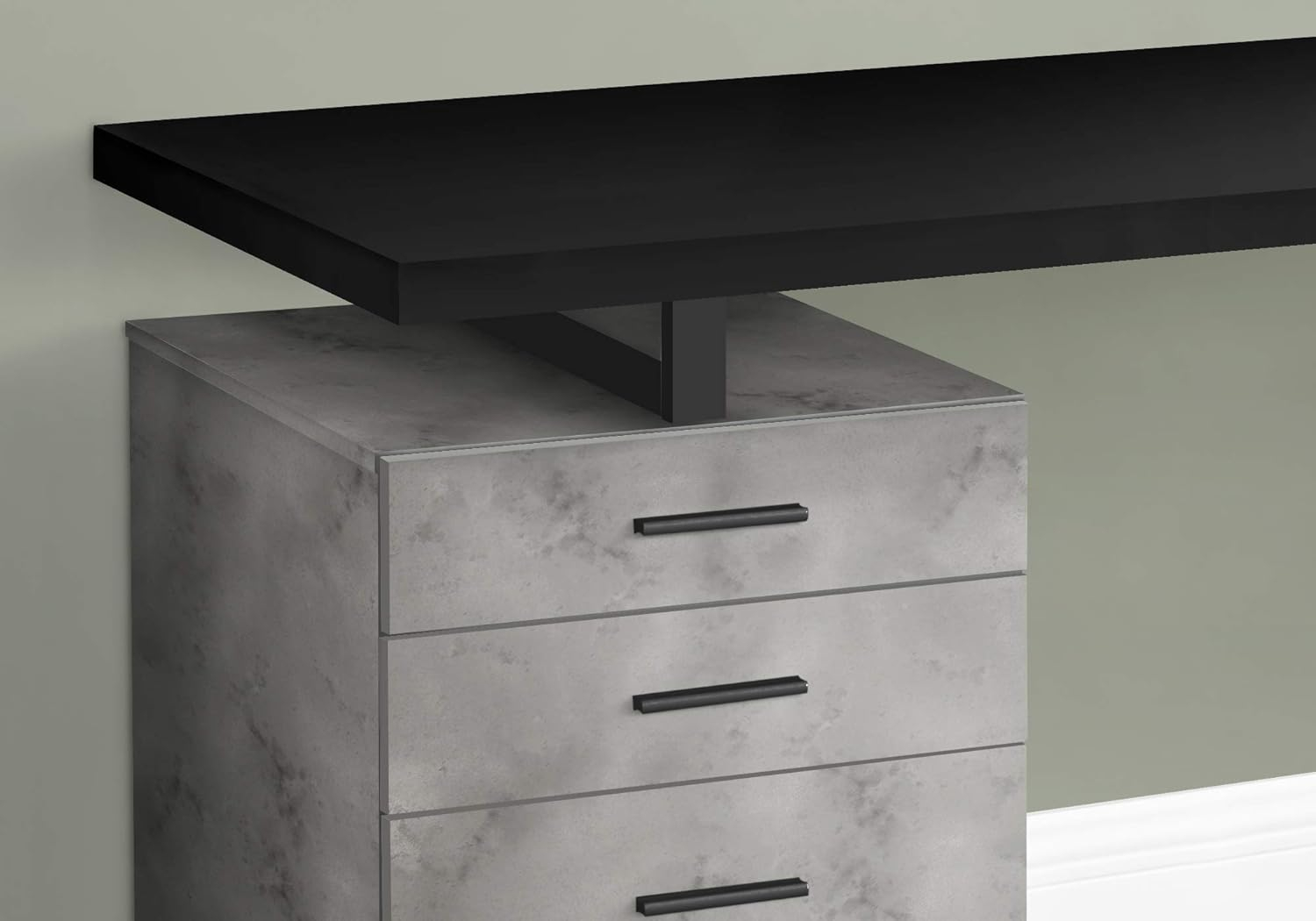 Monarch Specialties Computer Desk, Home Office, Laptop, 48"L, Work, Black And Concrete Laminate