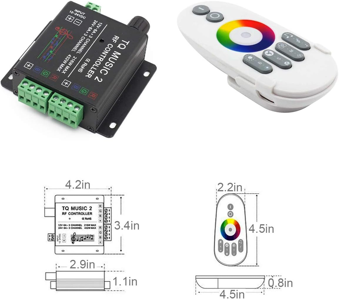 SUPERNIGHT LED RGB Music Touch Controller RF Sensitivety Backlight RF Remote Touching Color 3.5MM Audio 15 Music Modes LED Light Strip Controller