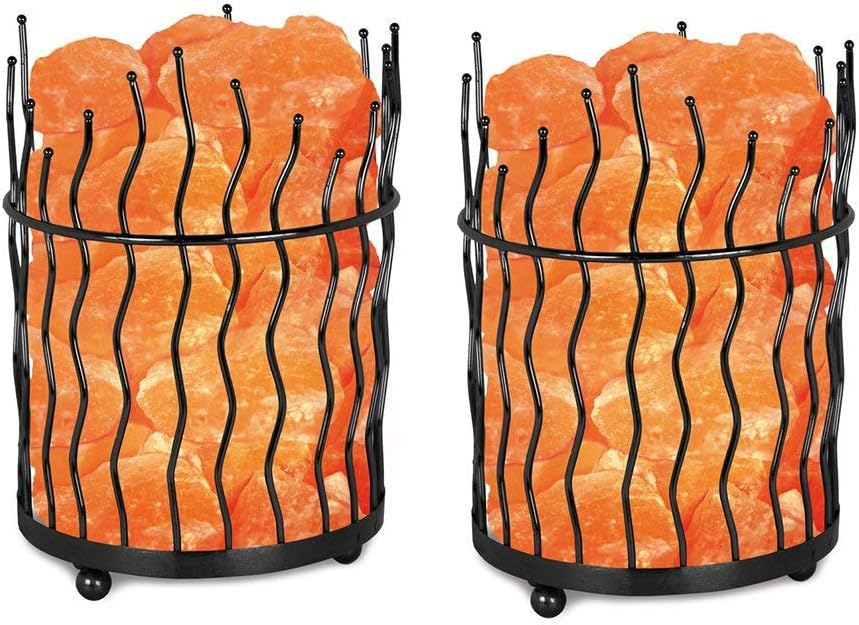 7.8 in. Ionic Crystal Salt Pillar and Natural Amber Glow Table Lamp, (Pack of 2)