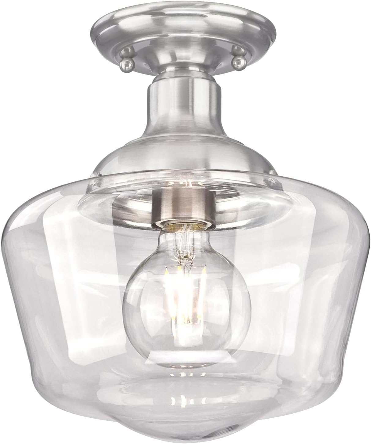 Westinghouse 6342200 Scholar One-Light Indoor Semi-Flush Ceiling Fixture, Oil Rubbed Bronze Finish with White Opal Glass