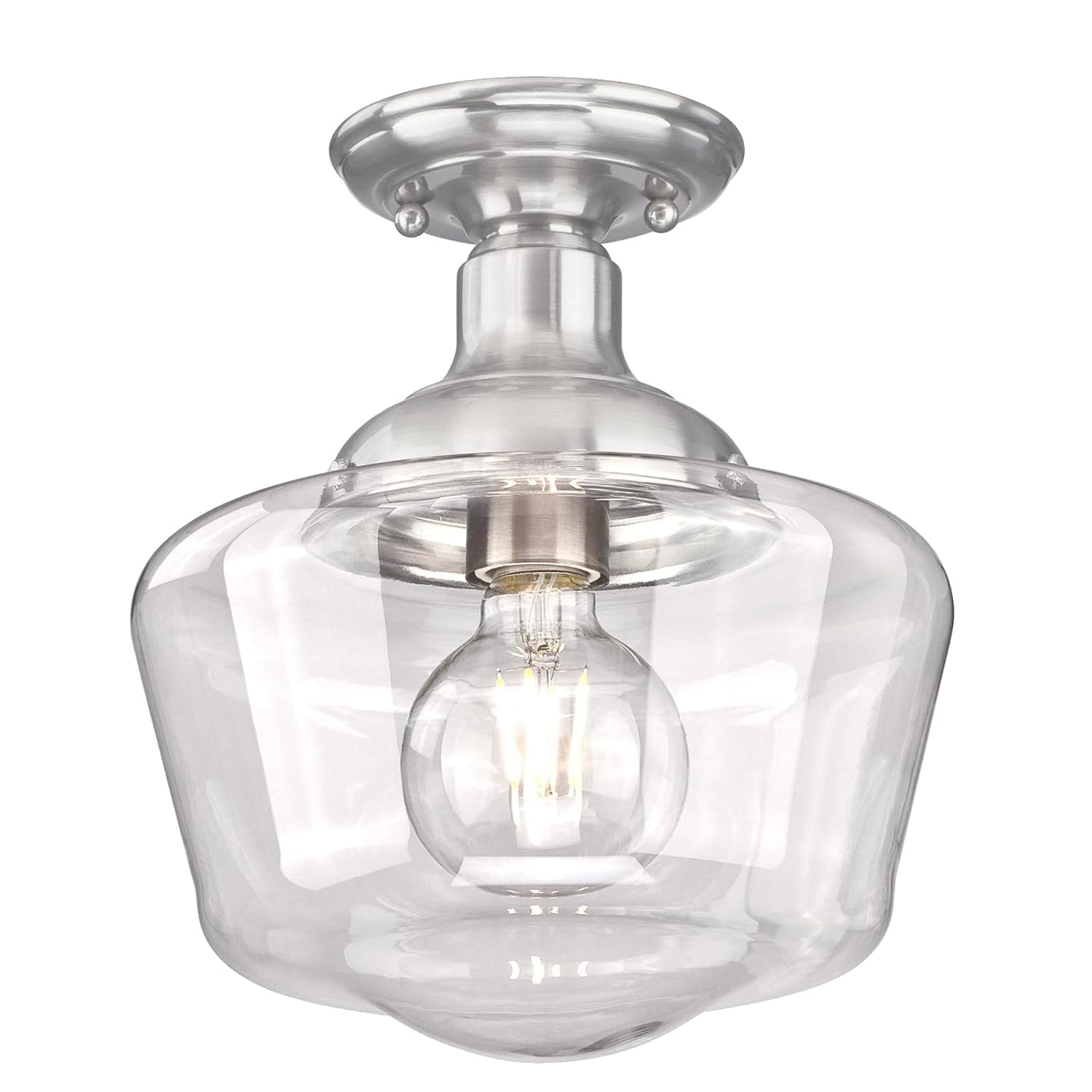 Westinghouse 6342200 Scholar One-Light Indoor Semi-Flush Ceiling Fixture, Oil Rubbed Bronze Finish with White Opal Glass
