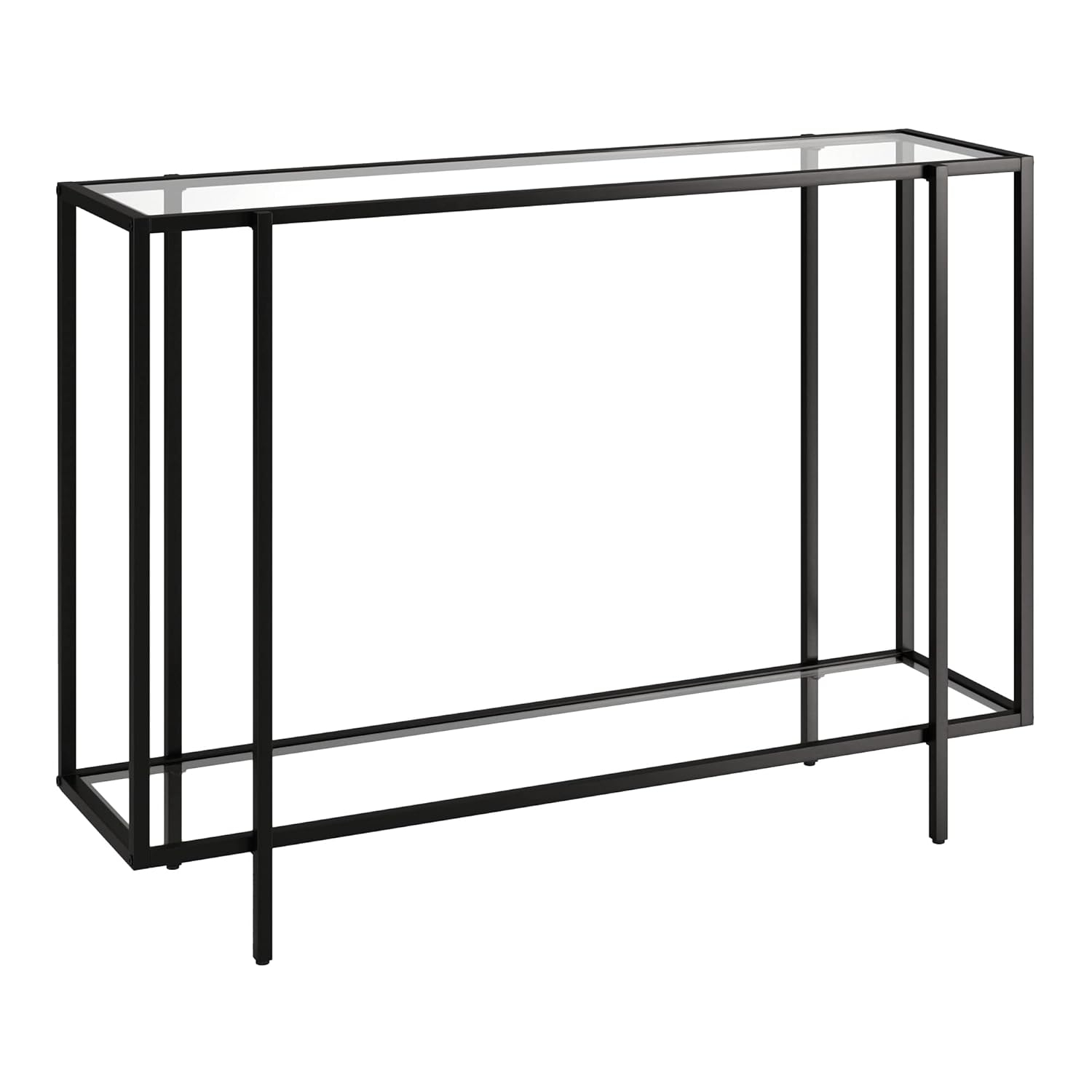 Evelyn&Zoe Vireo 45" Wide Rectangular Coffee Table with Metal Shelf in Blackened Bronze