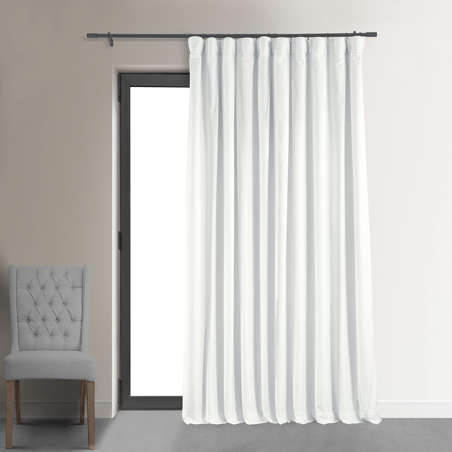 Exclusive Fabrics  Signature Extra Wide Blackout Velvet Curtain (1 Panel) Primary White 100 x 96 96 Inches